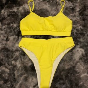 Yellow high waisted bathing suit